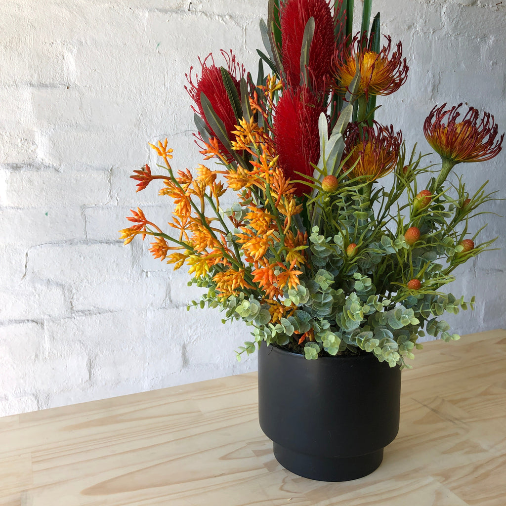 Artificial - Red Banksia, Orange Leucodendron, Gum